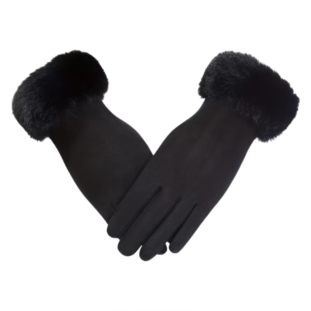 Women’s Fur Cuff Touchscreen Fashion Gloves